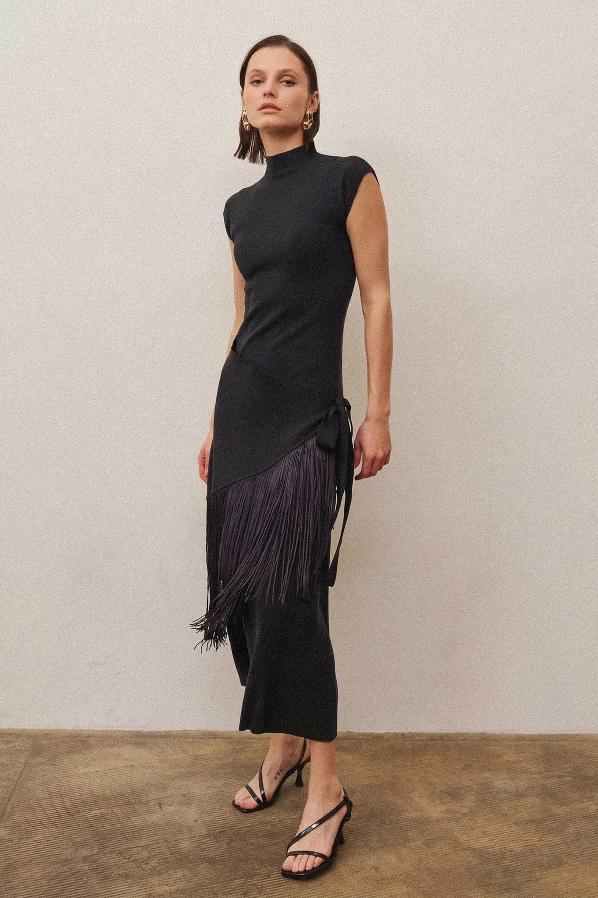 Fringe Wrap Midi Dress