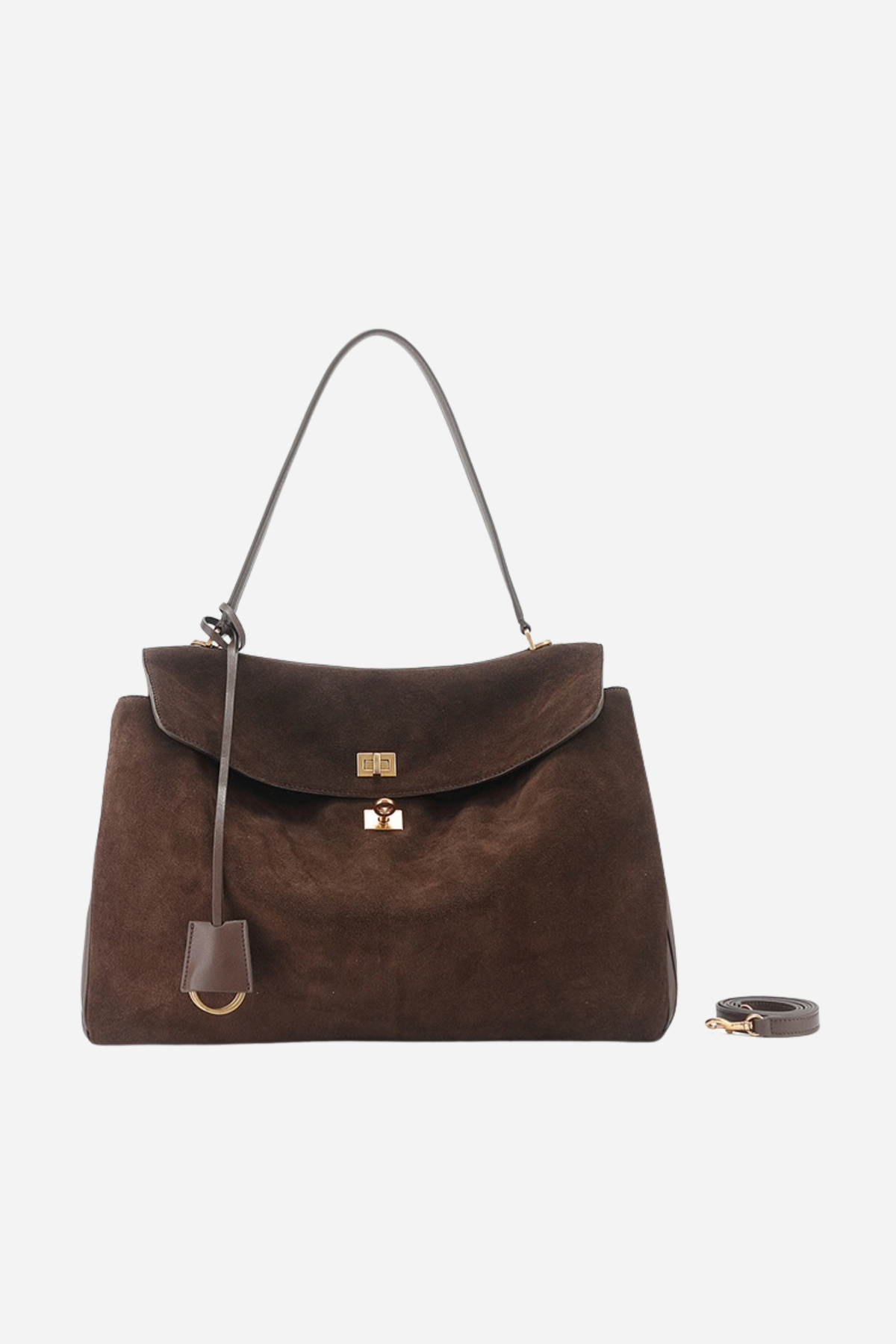 Suede Leather Flap Shoulder Bag