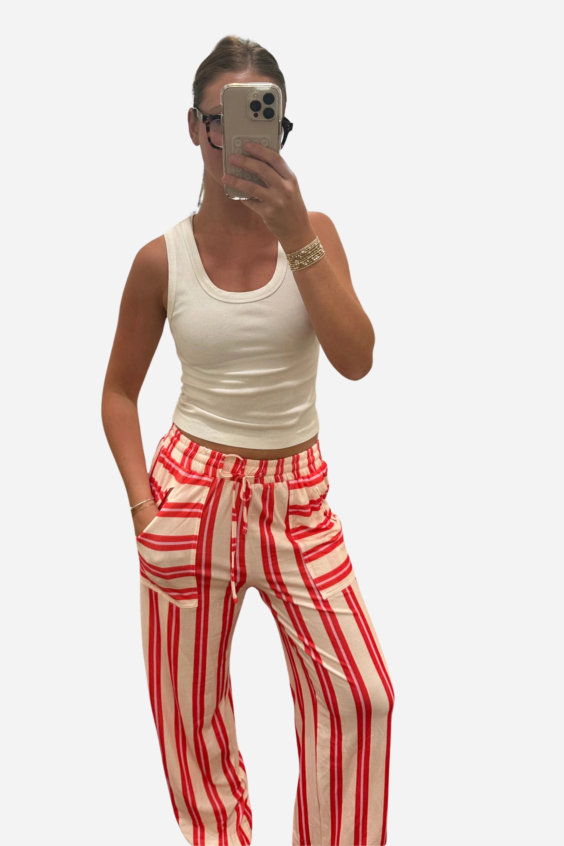 Color Block Striped Wide-Leg Pants