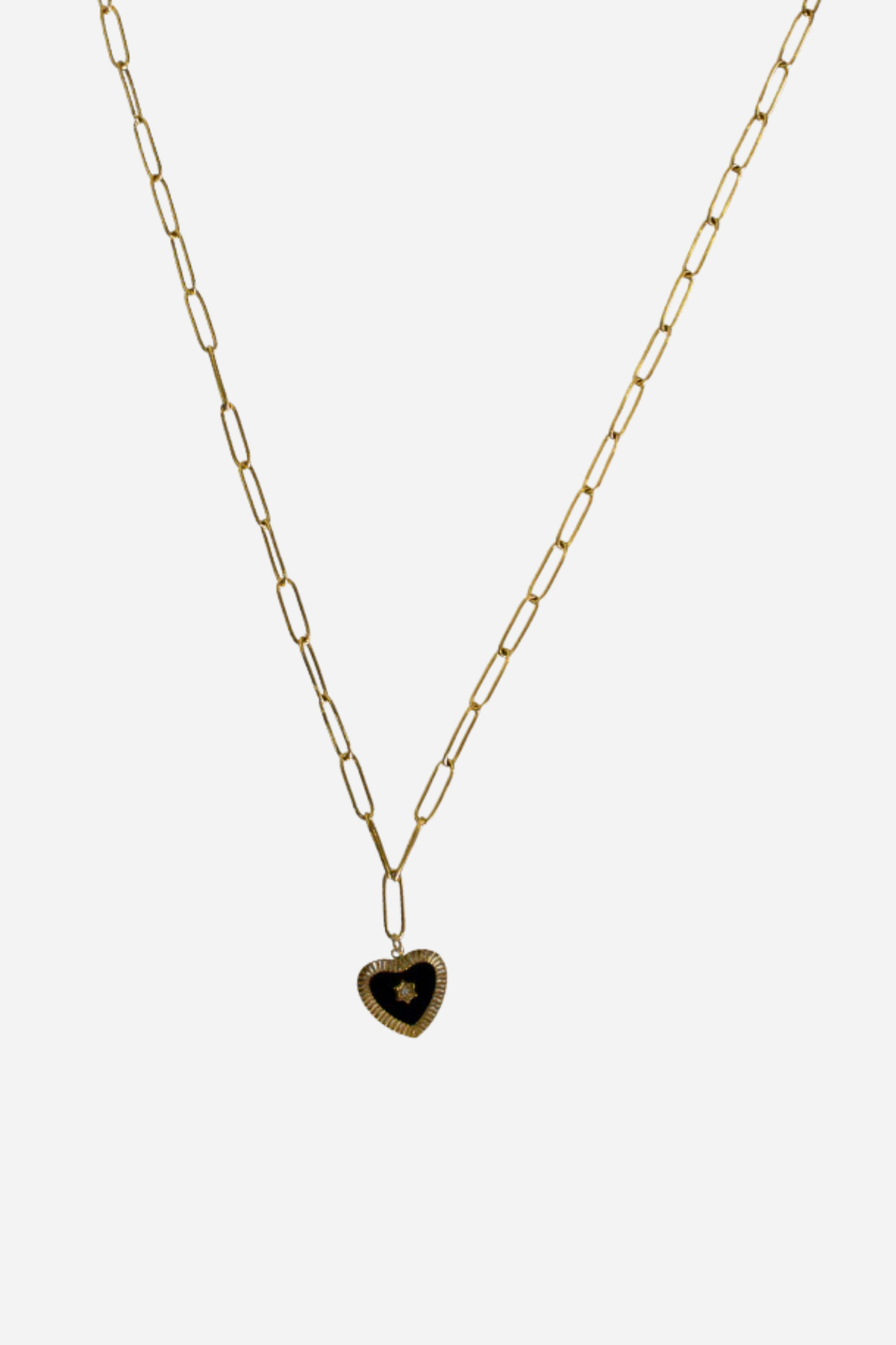 18K Black Heart Necklace