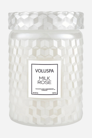 Voluspa Large Glass Jar Candle - 18 oz - Milk Rose