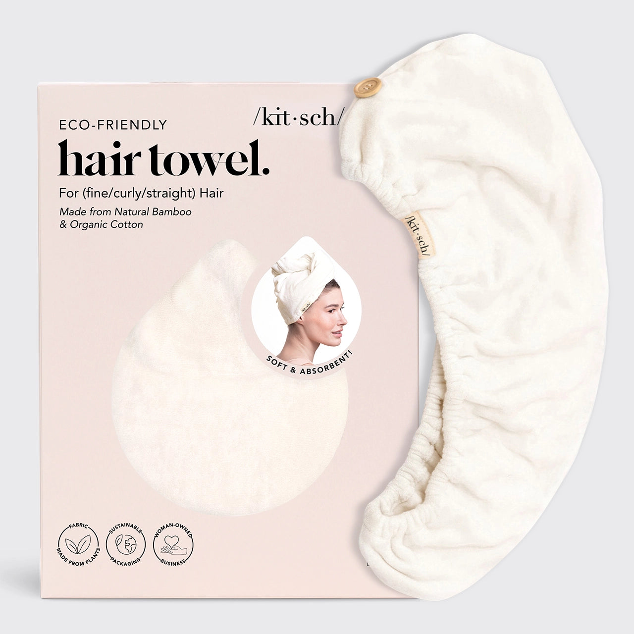 KITSCH - Quick Drying Hair Towel - Ivory