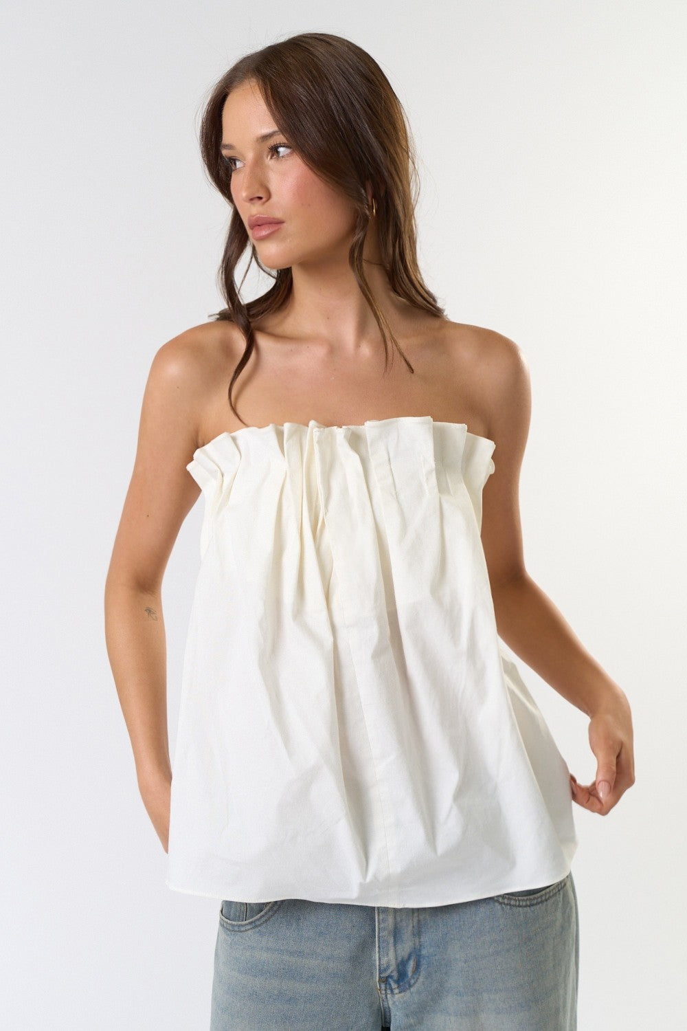Pintuck Pleated Tube Top