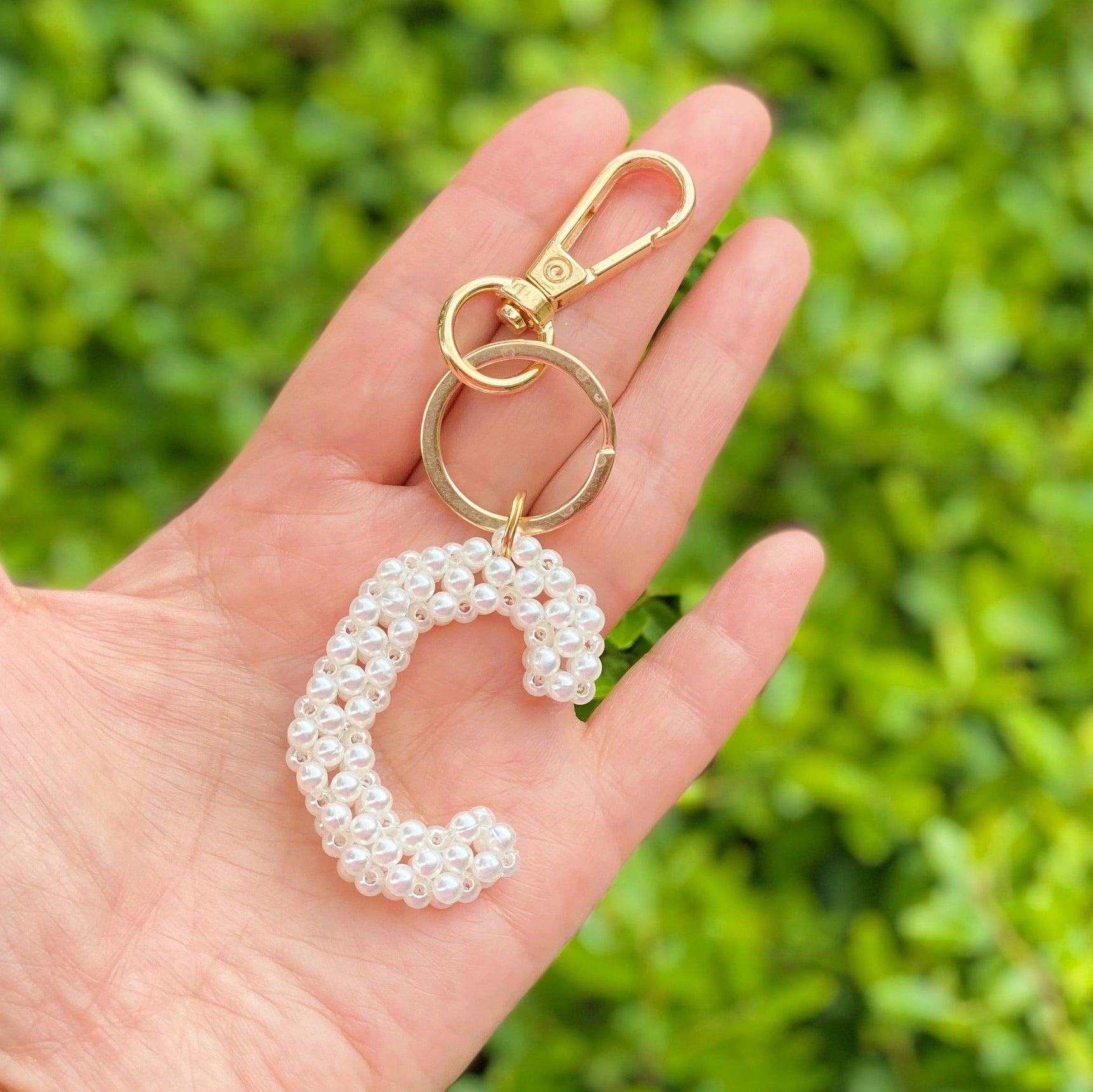 Retro Pearl Initial Key Chain