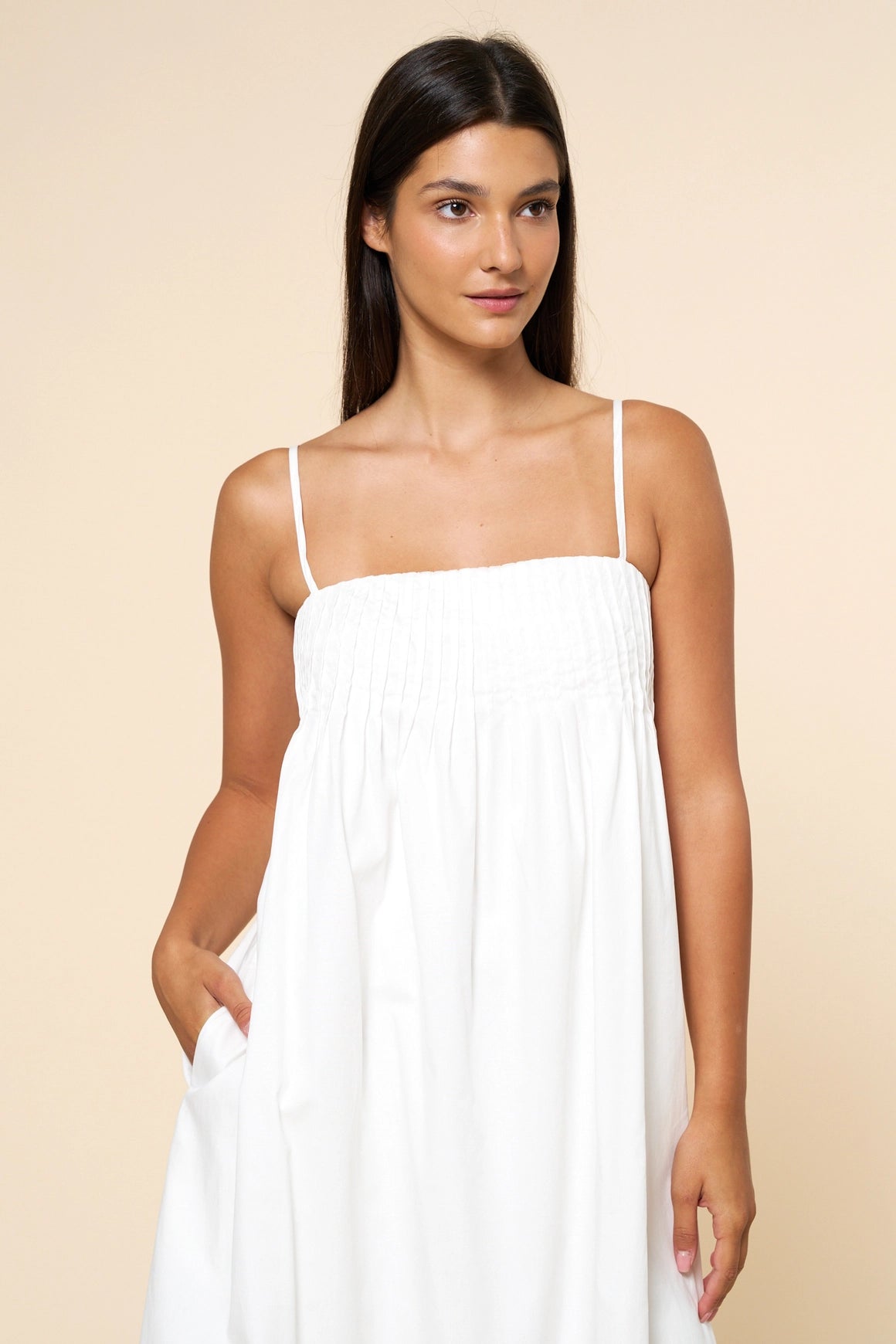 Pleated Maxi Dress - White