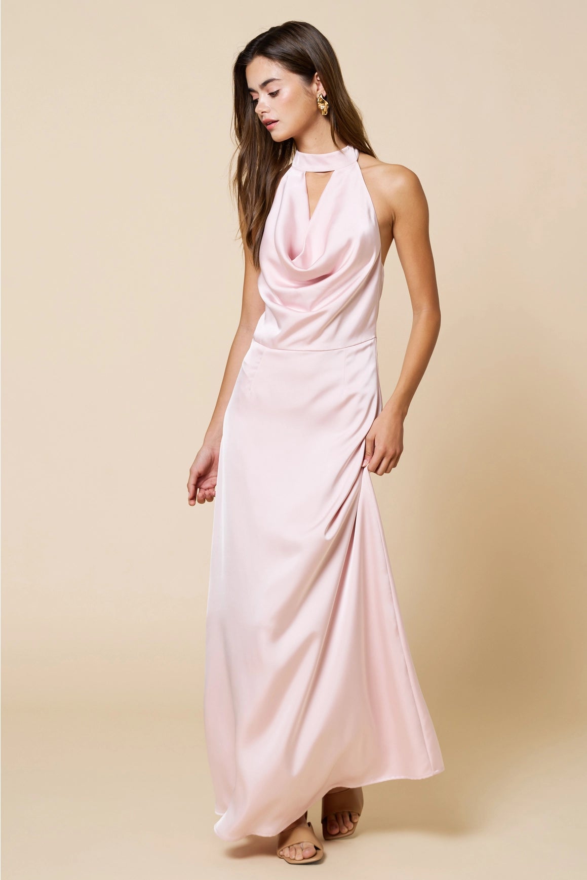 Clara Satin Maxi Dress - Light Pink