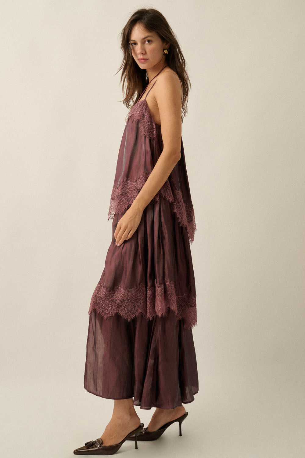 Shimmer Chiffon Maxi Slip Dress