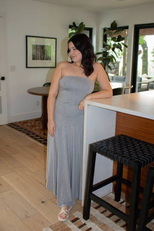 Goddess Strapless Maxi Dress - Heather Grey