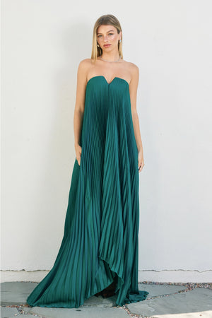 Moonglade Pleated Maxi Dress - Emerald