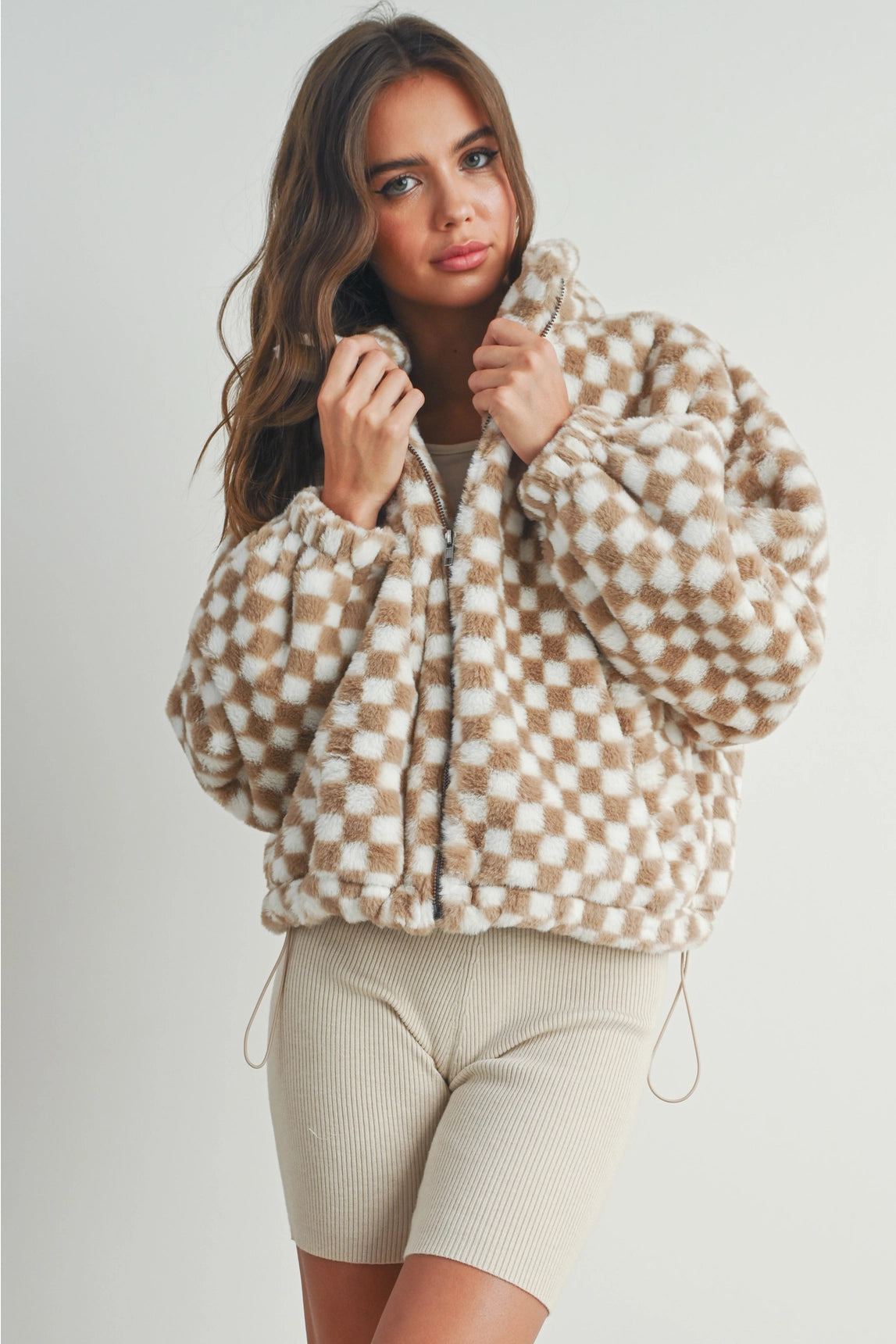 Fuzzy Sherpa Jacket - Taupe