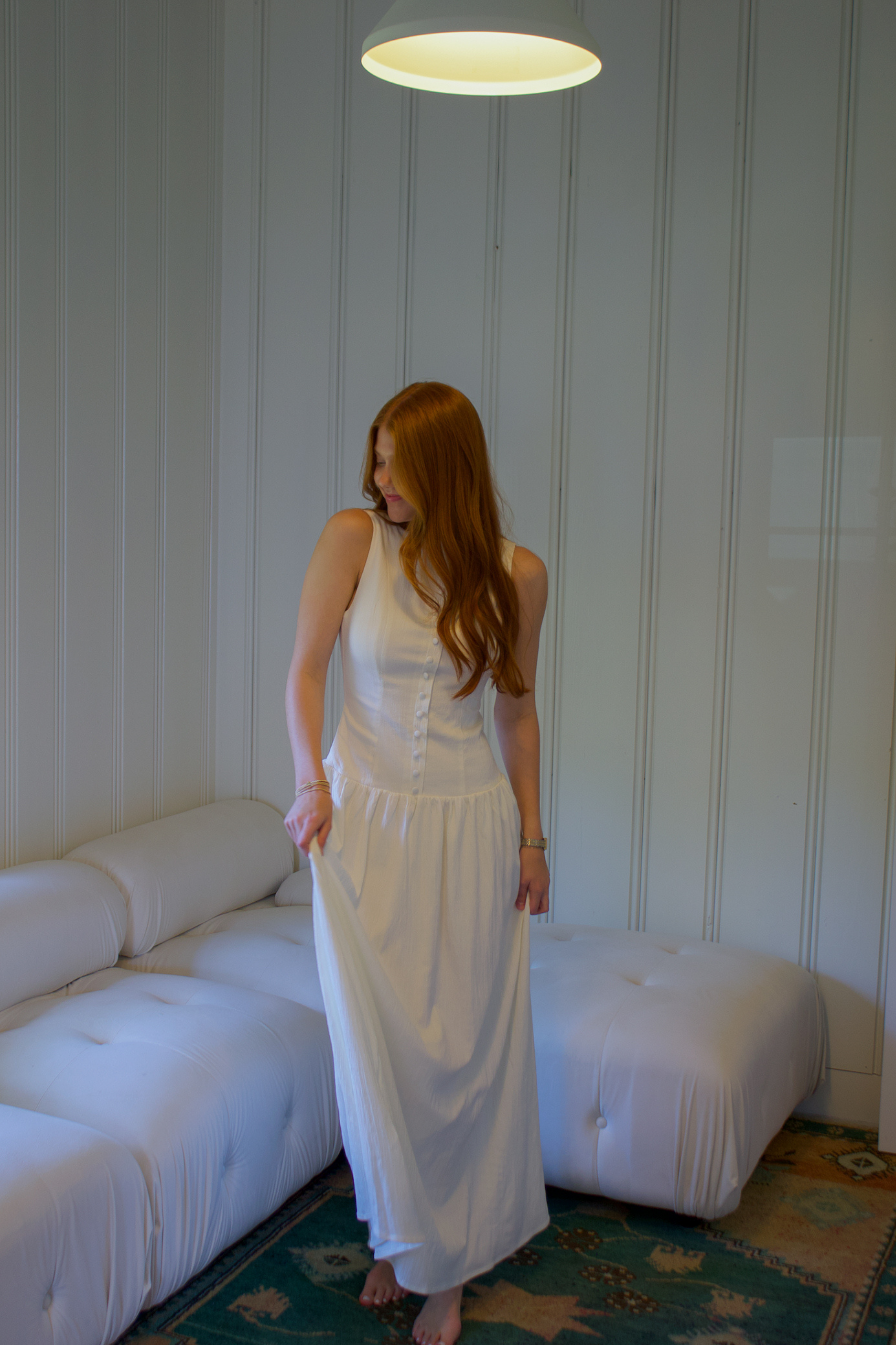 Linen Button Down Maxi Dress - Off White