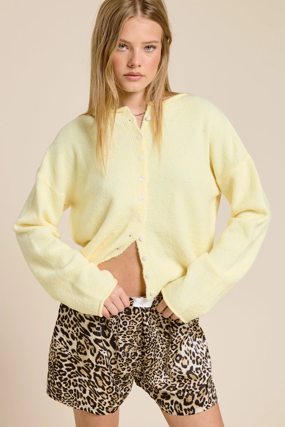 Elise Button Down Cardigan - Butter