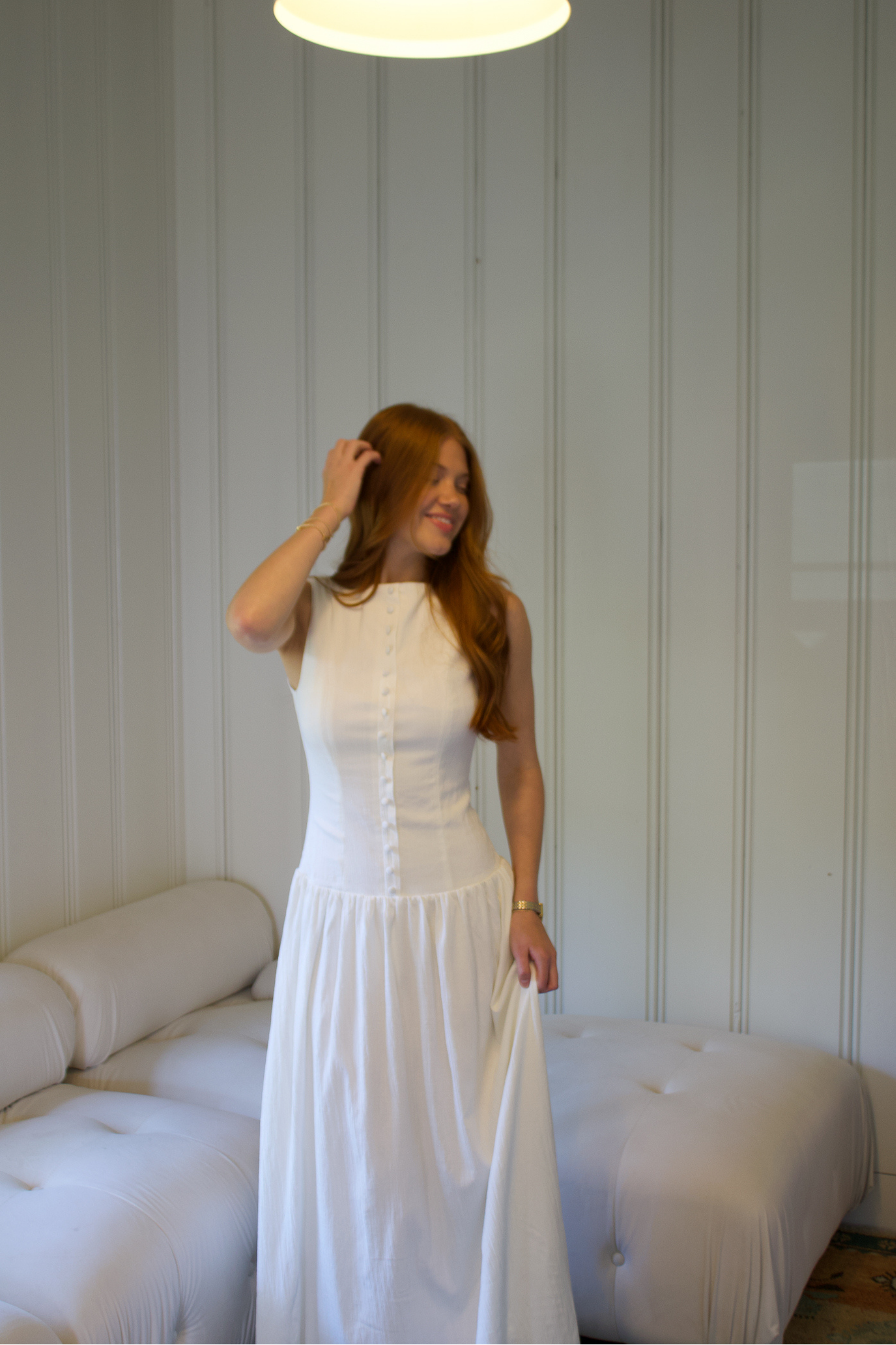 Linen Button Down Maxi Dress - Off White