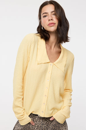 Textured Button Up Knit Top - Daisy