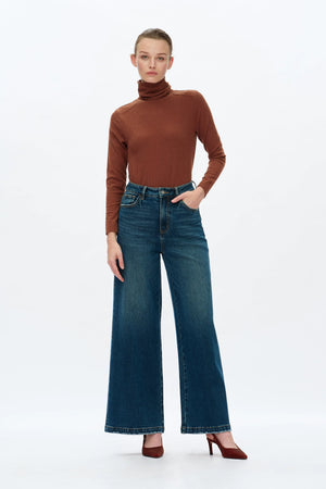 Mid Rise Wide Leg Jeans - Vintage Dark Blue