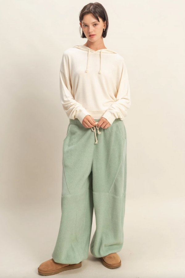 Cozy Contrast Sweatpants - Sage
