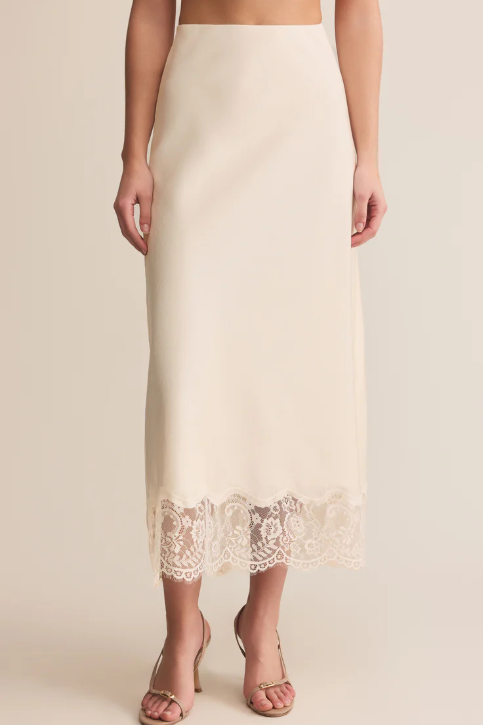 Cinder Lace Midi Skirt - Cloud