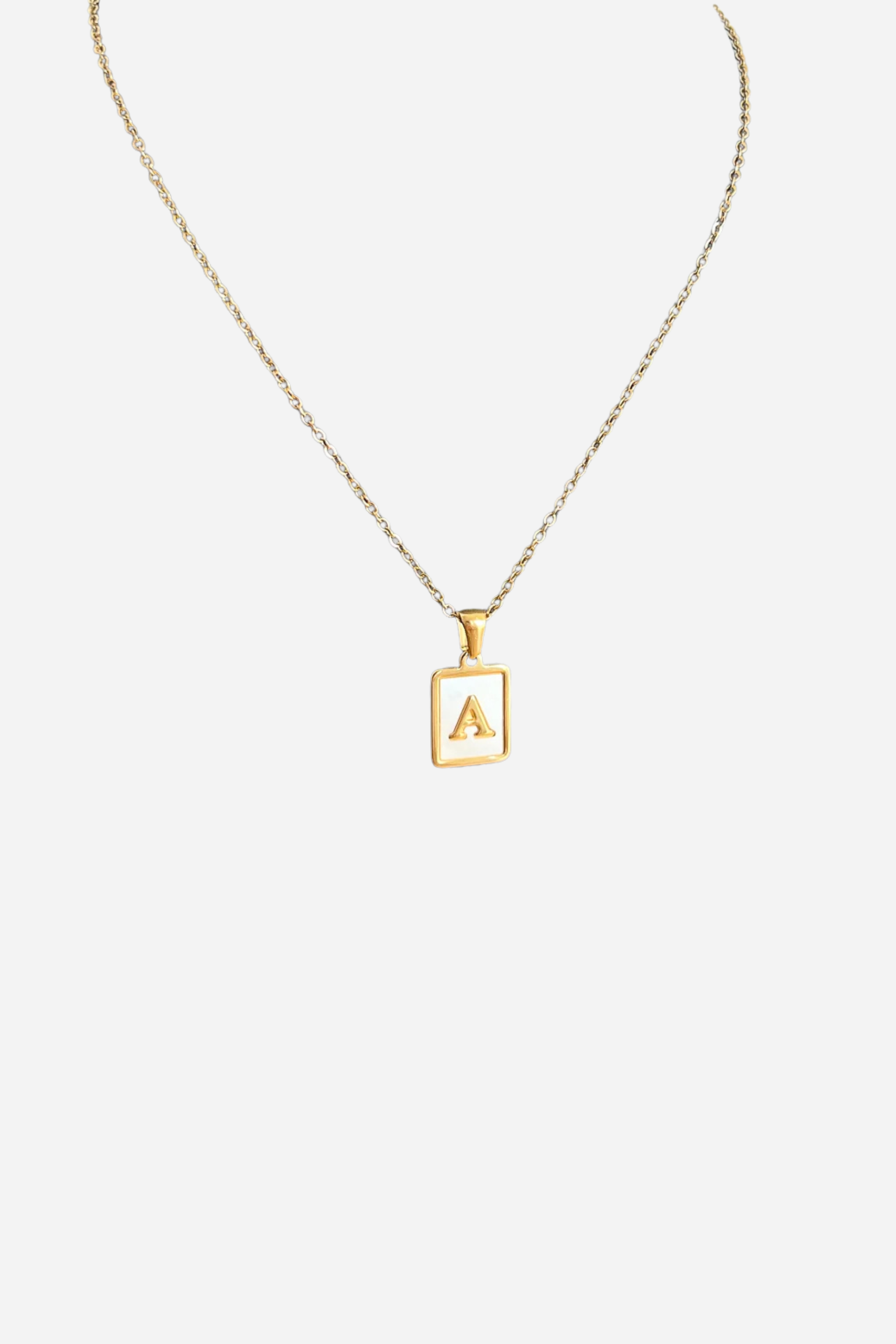 18K White Initial Pendant Necklace