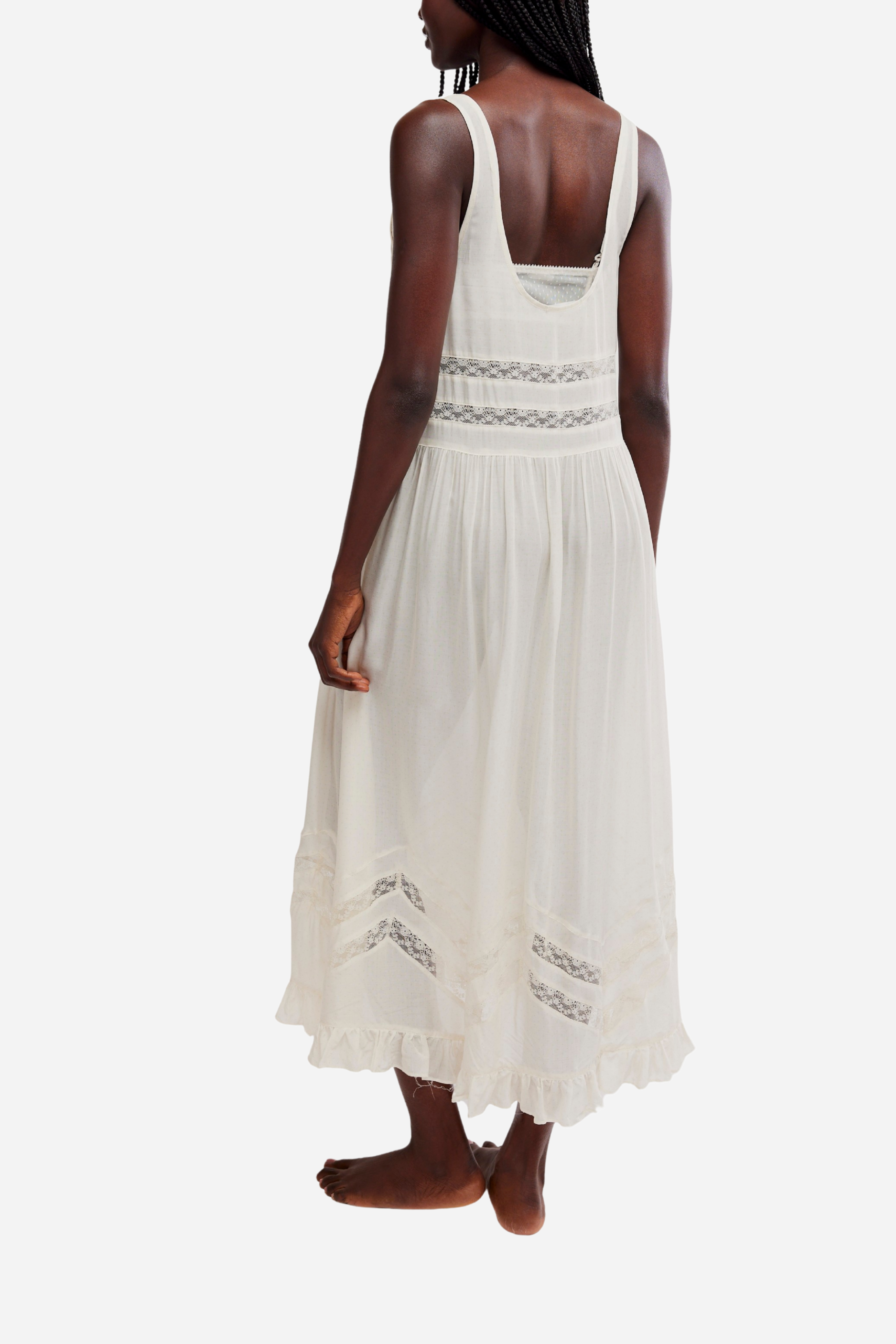 Free People Voile And Lace Midi Dress - Ivory Combo