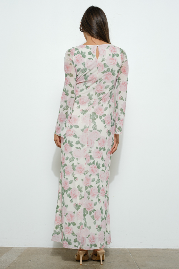 Floral Print Bell Sleeve Maxi Dress