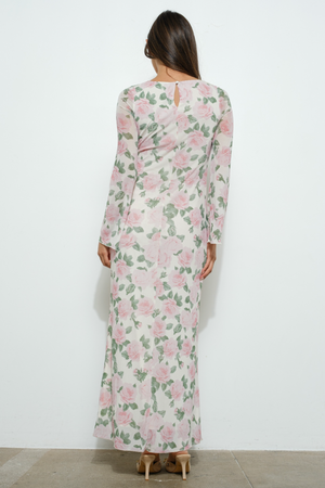 Floral Print Bell Sleeve Maxi Dress