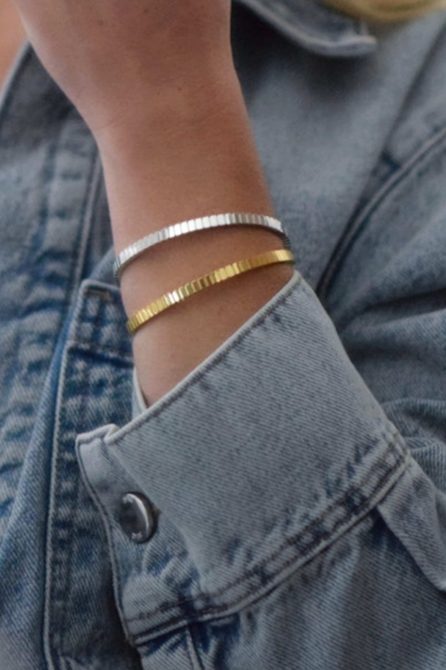 Farrah B In The Groove Bangle Bracelet - Silver