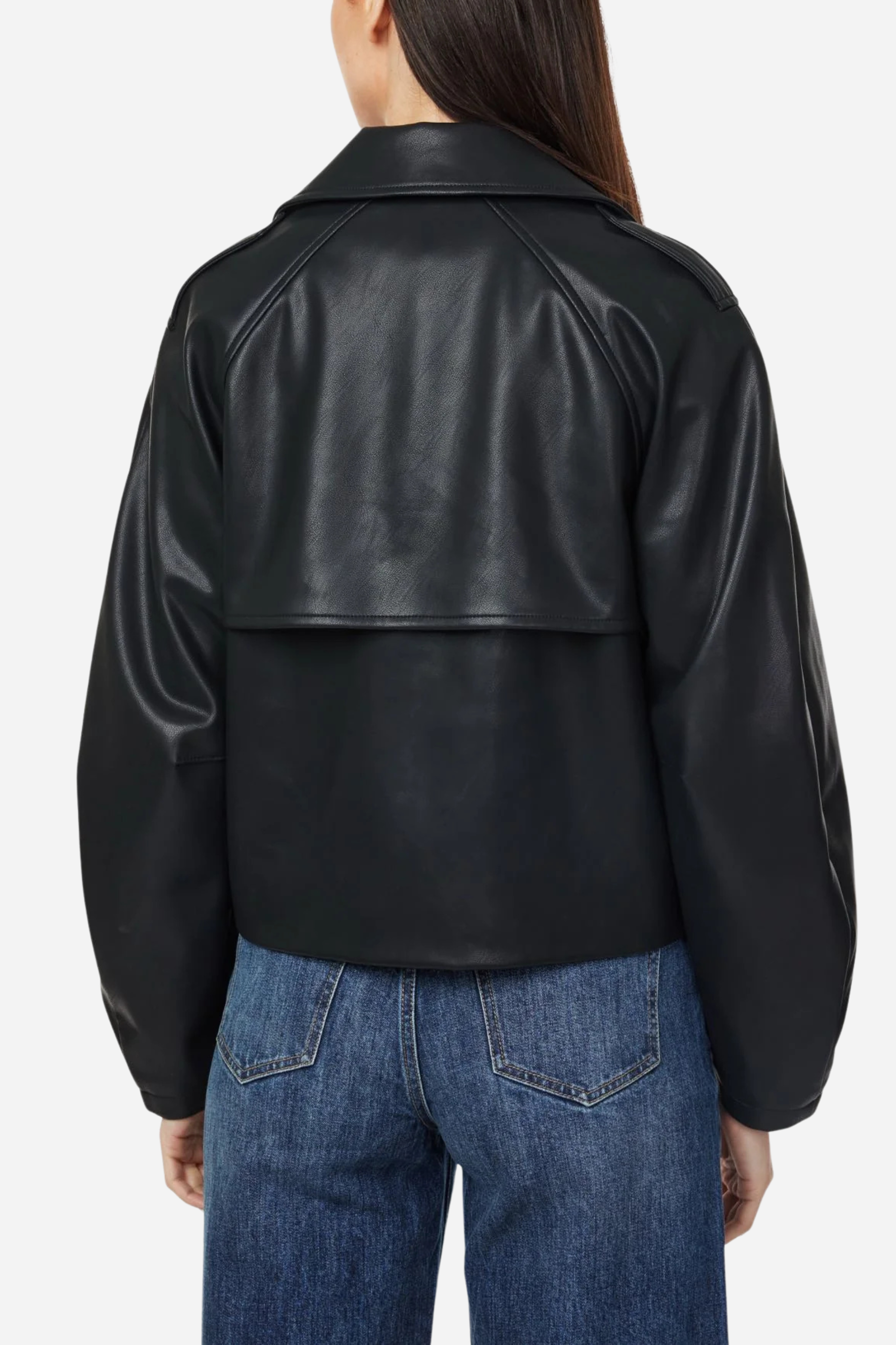 Vegan Leather Cropped Trench Coat