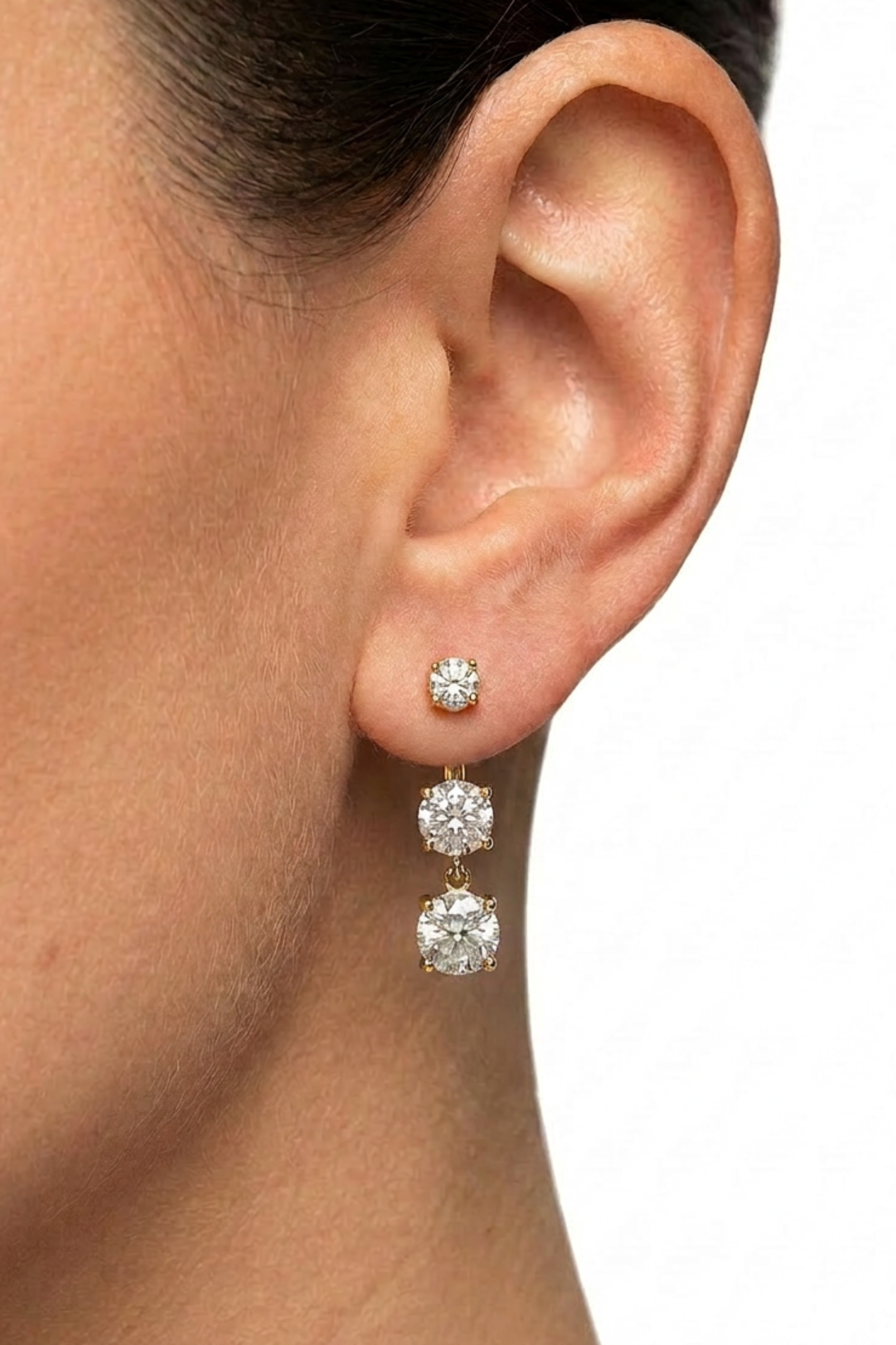 18K Triple Diamond Earrings