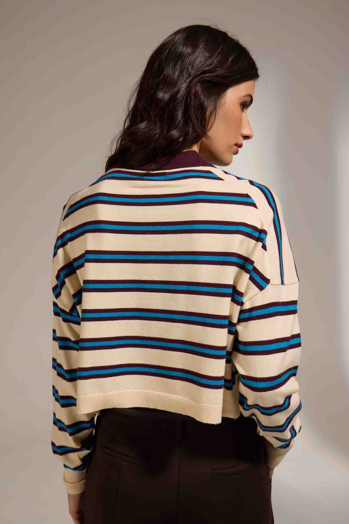 Elbrus Striped Polo Sweater - Ecru