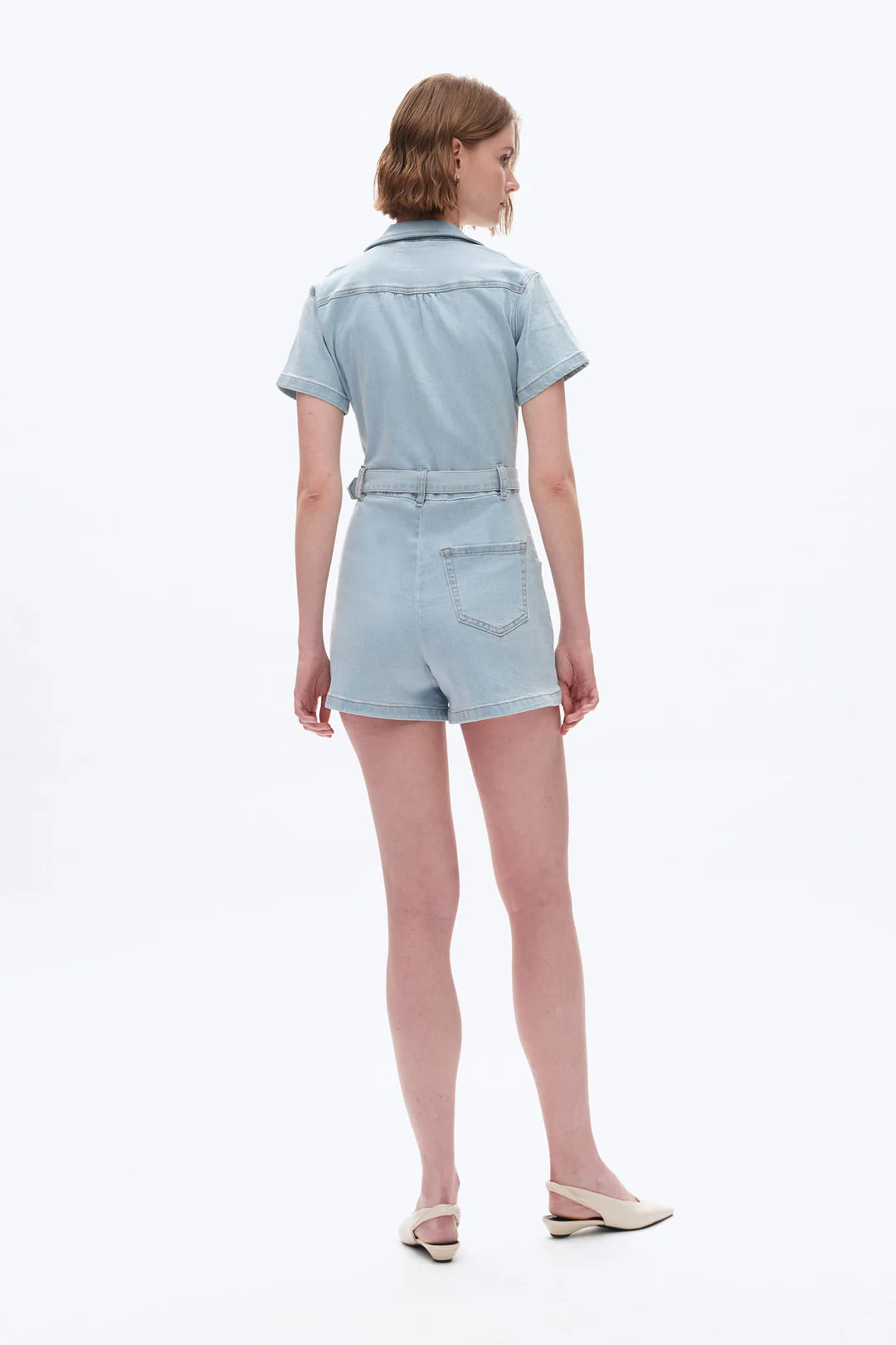 Mini Denim Romper - Light Blue