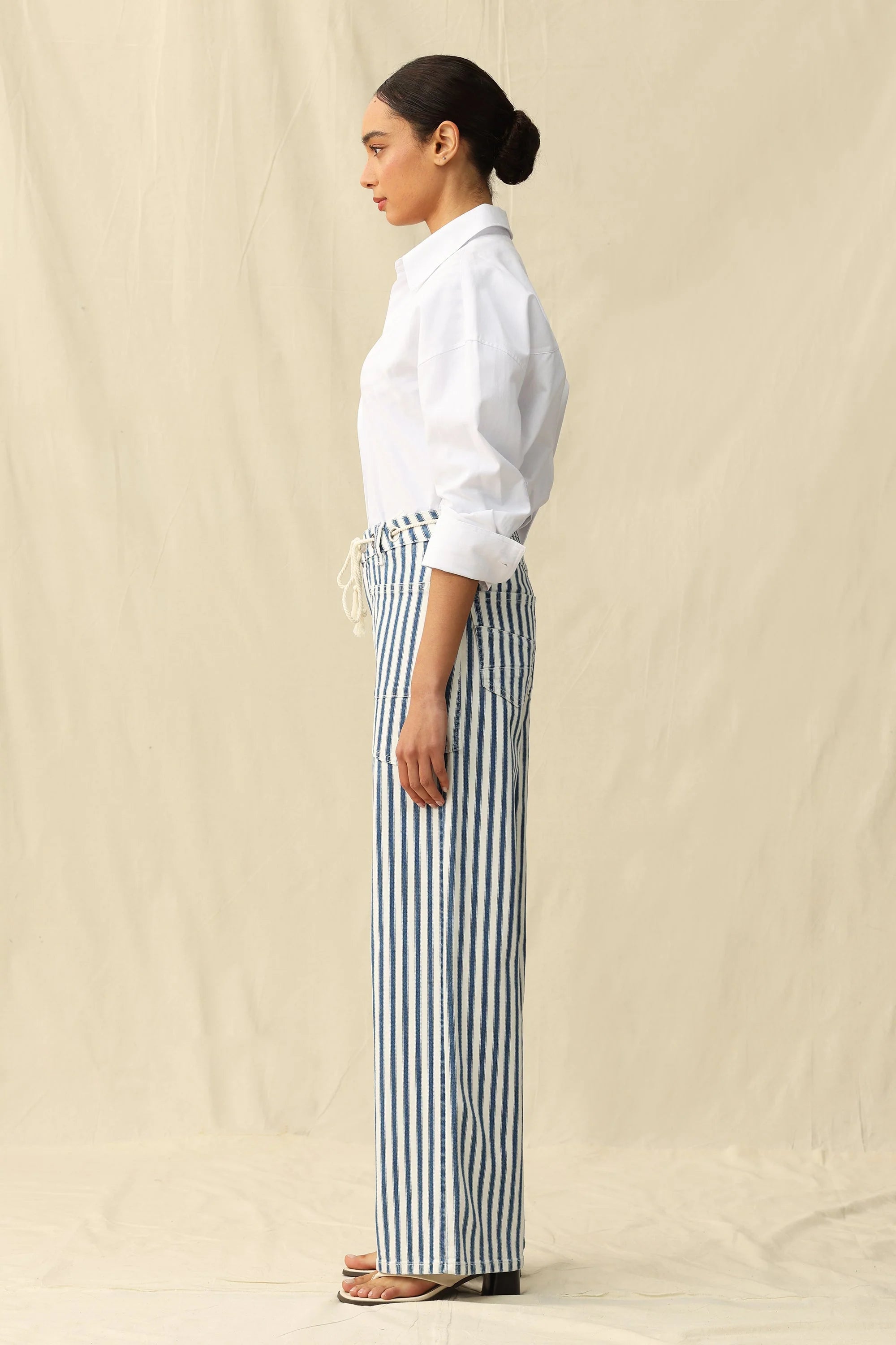 Tamsin High Rise Wide Leg Jeans - Blue Stripe