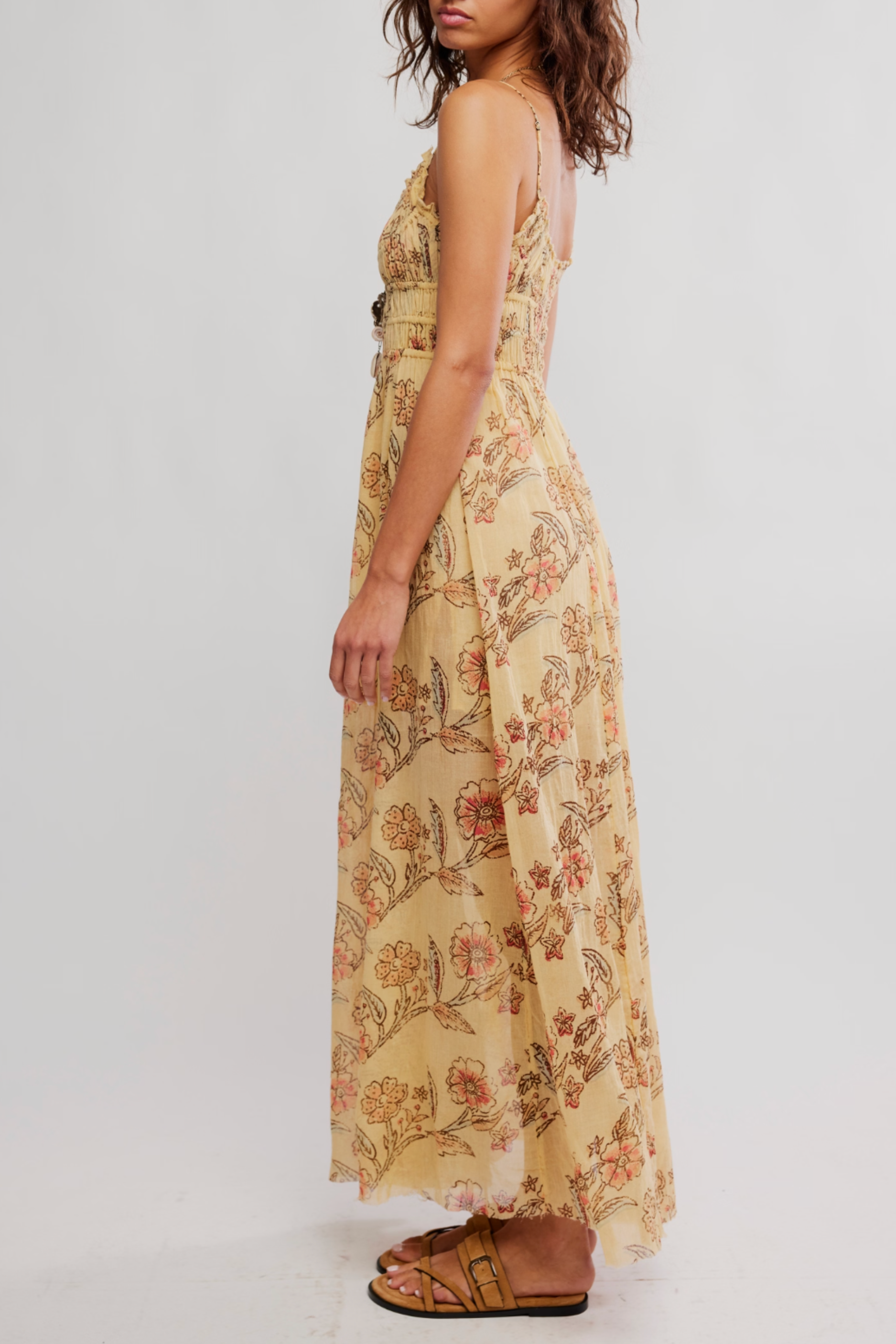 Free People Ciella Printed Maxi Dress - Vanilla Custard