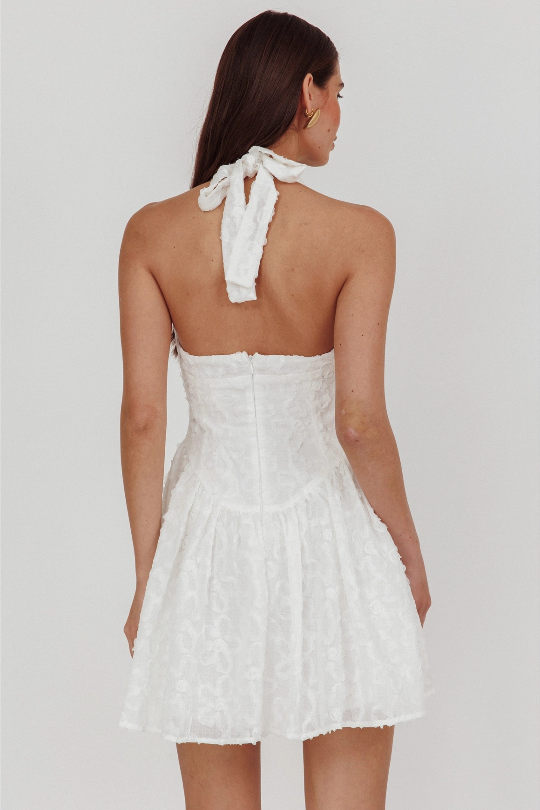 Halter Neck Embellished Mini Dress