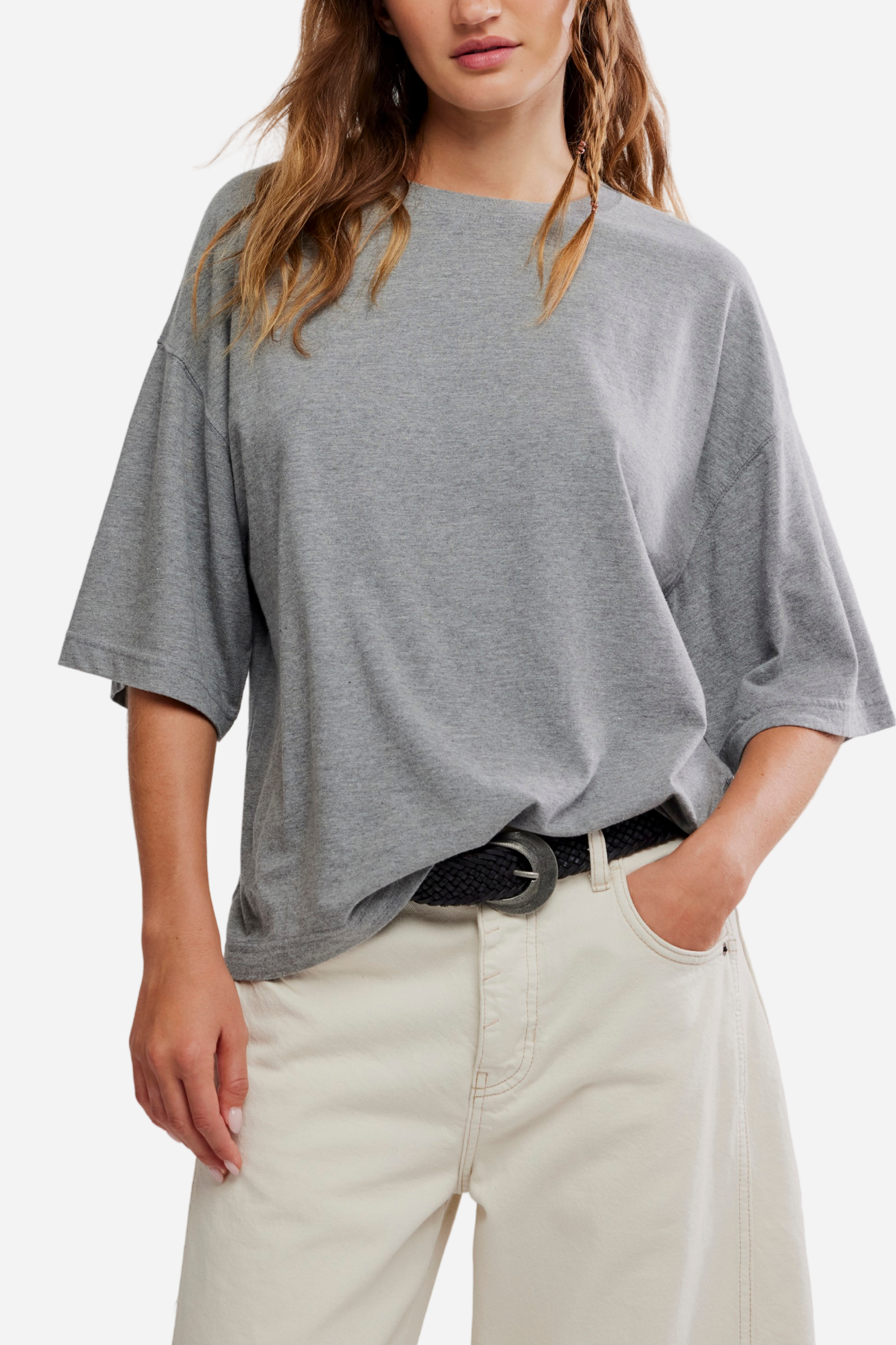 Free People - Perfect Oversized Tee - Heather Grey