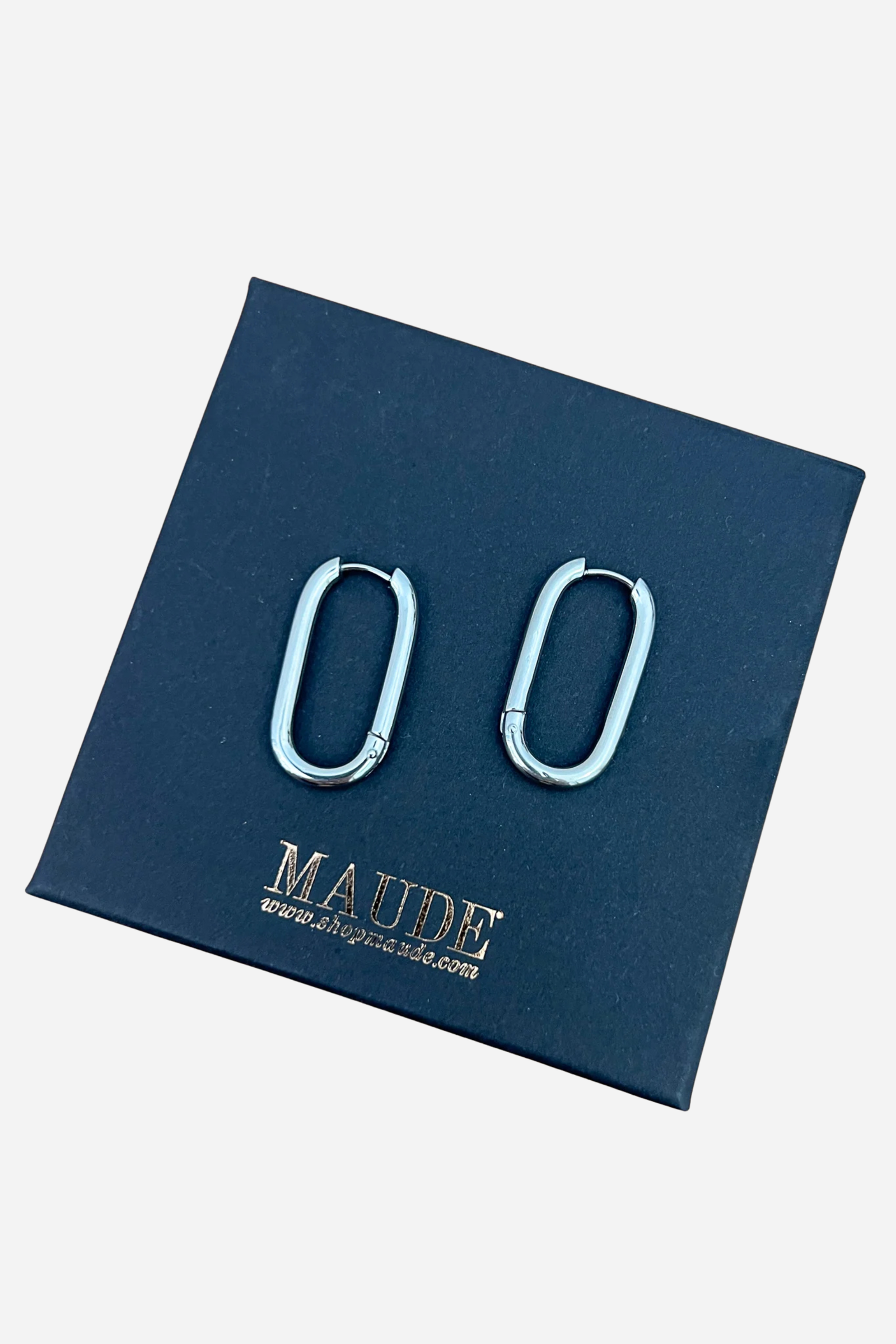 18K Plain Elongated Hoop Earrings