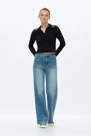 High Rise Wide Leg Jeans - Medium Blue