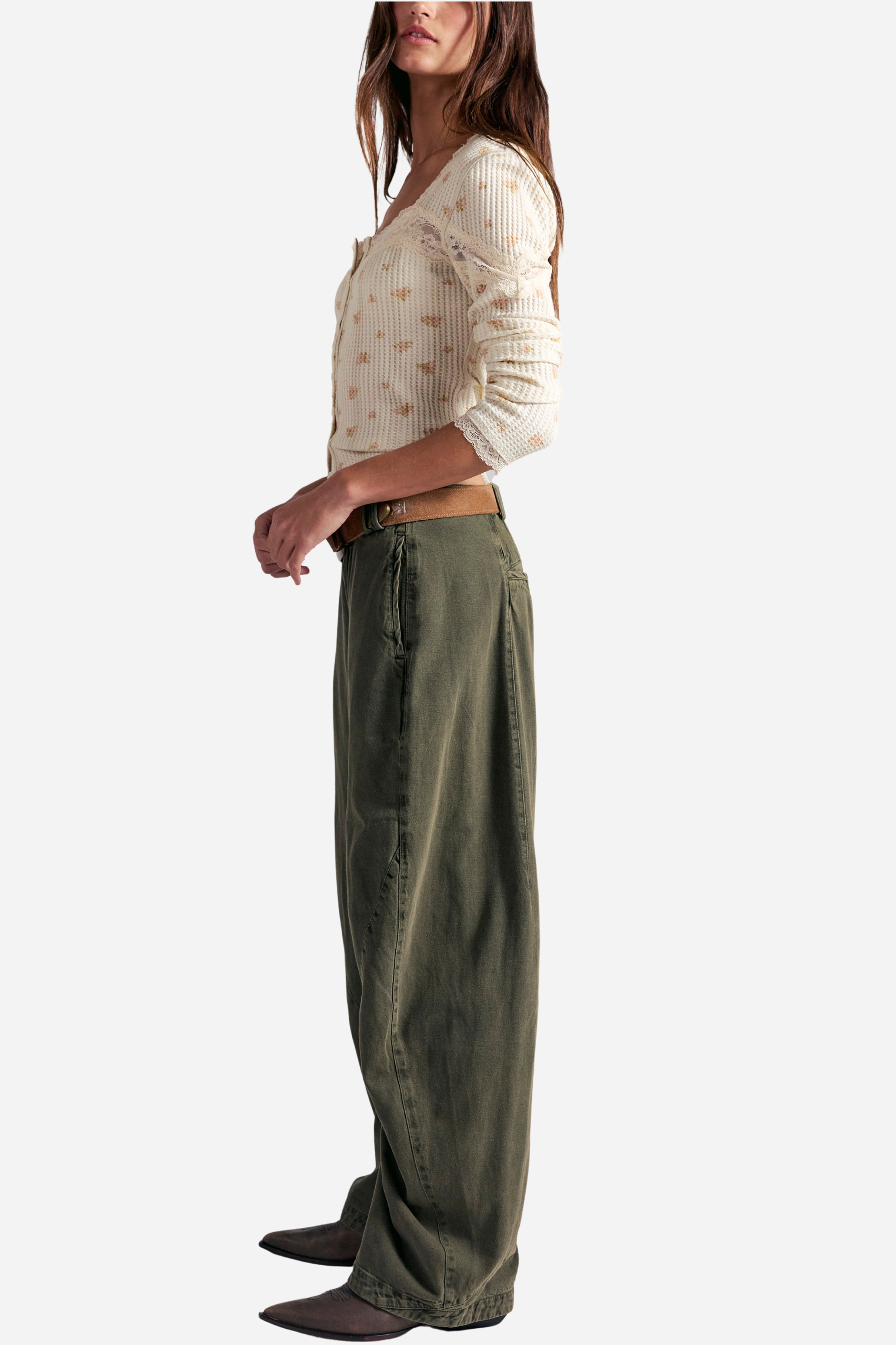 Free People Spotlight Washed Trousers - Dusty Olive