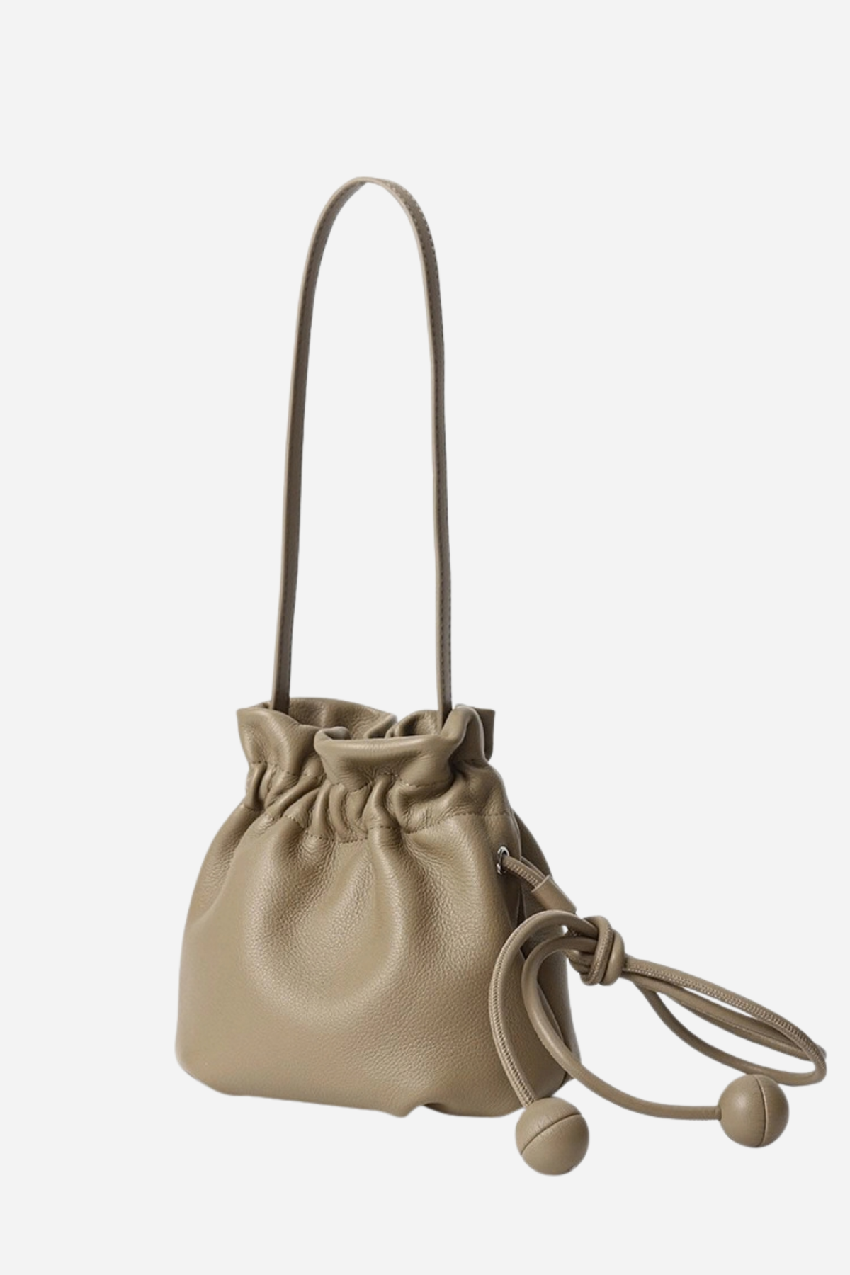 Leather Drawstring Shoulder Bag
