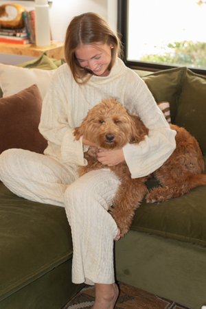 Cable Knit Matching Set - Cream