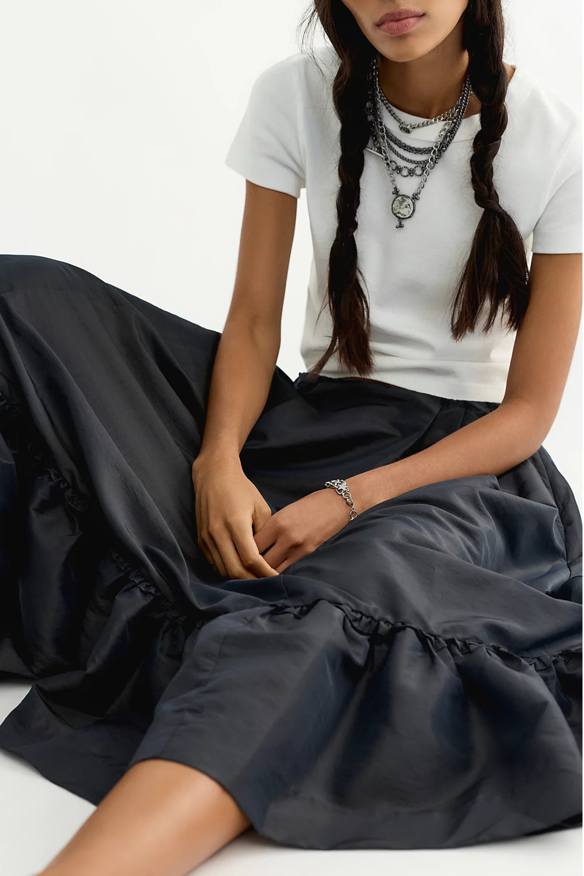 Free People - Vernier Taffeta Midi Skirt
