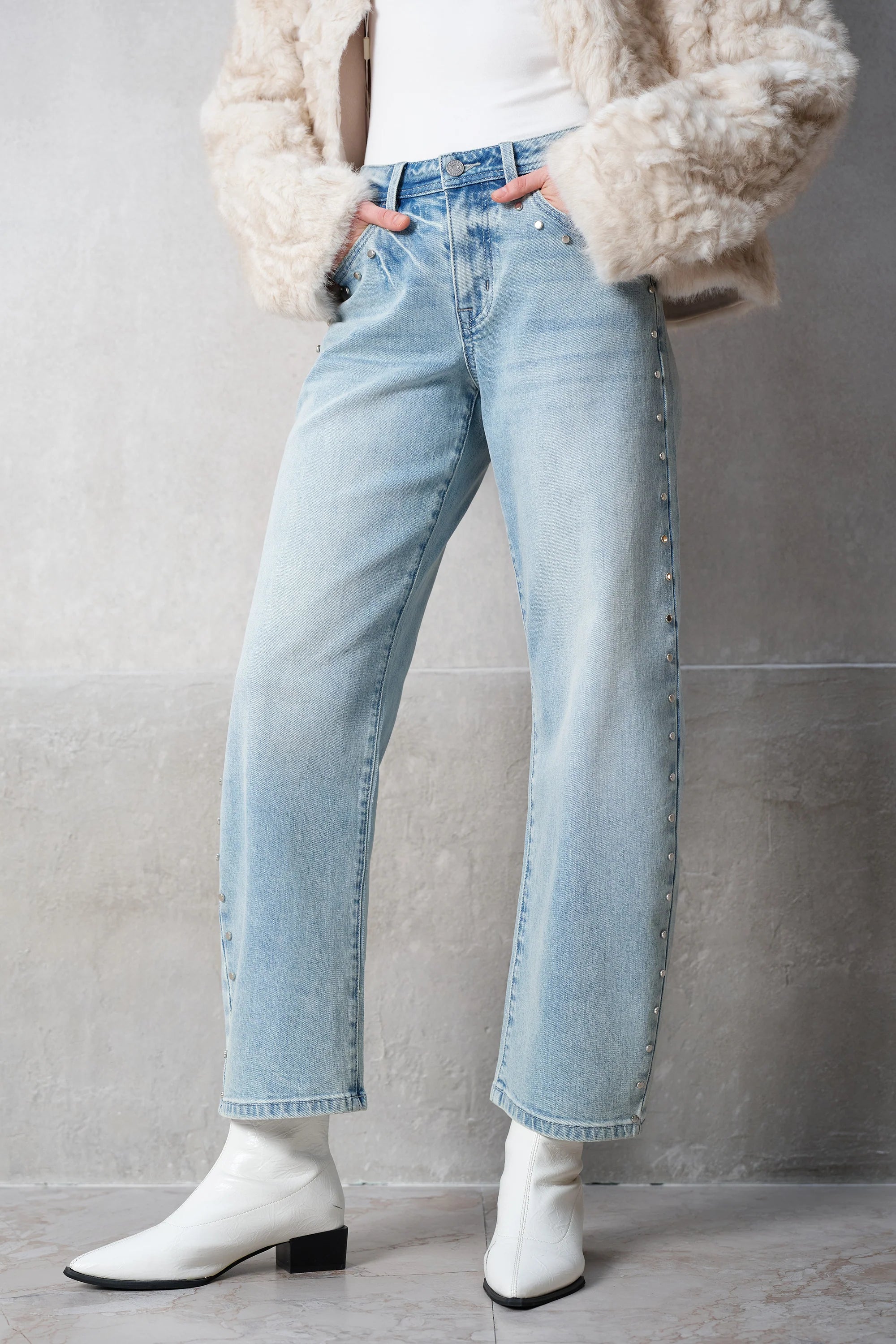 Tokyo Mid Rise Studded Jeans - Luminara