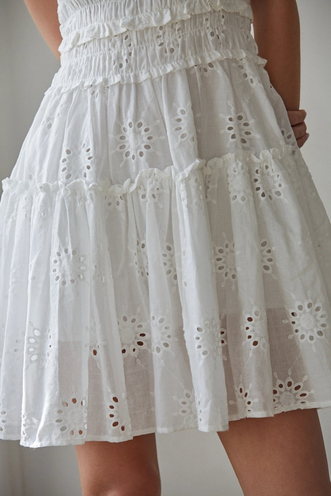 Cotton Eyelet Smocked Mini Dress
