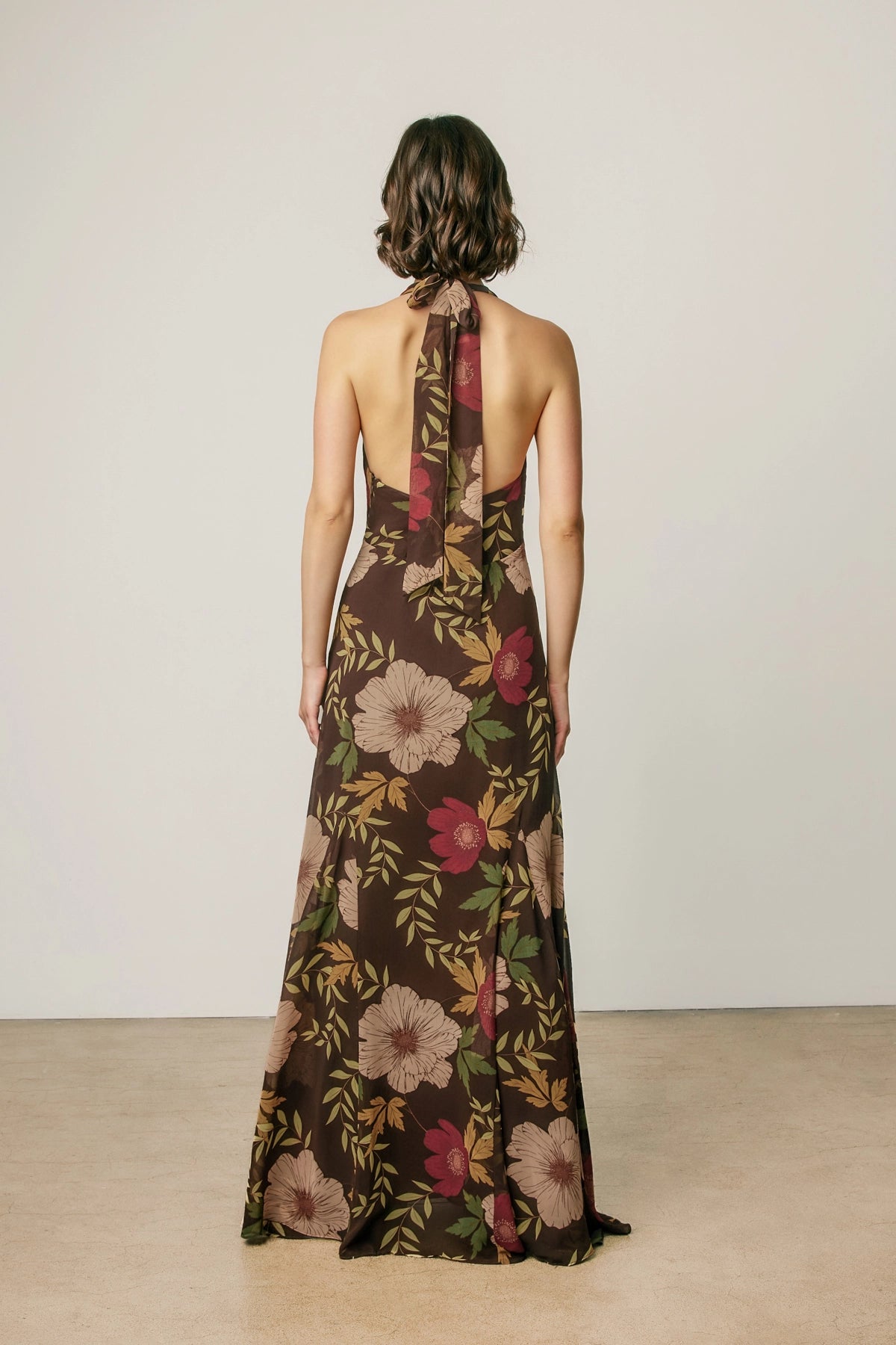 Floral Halter Neck Maxi Dress