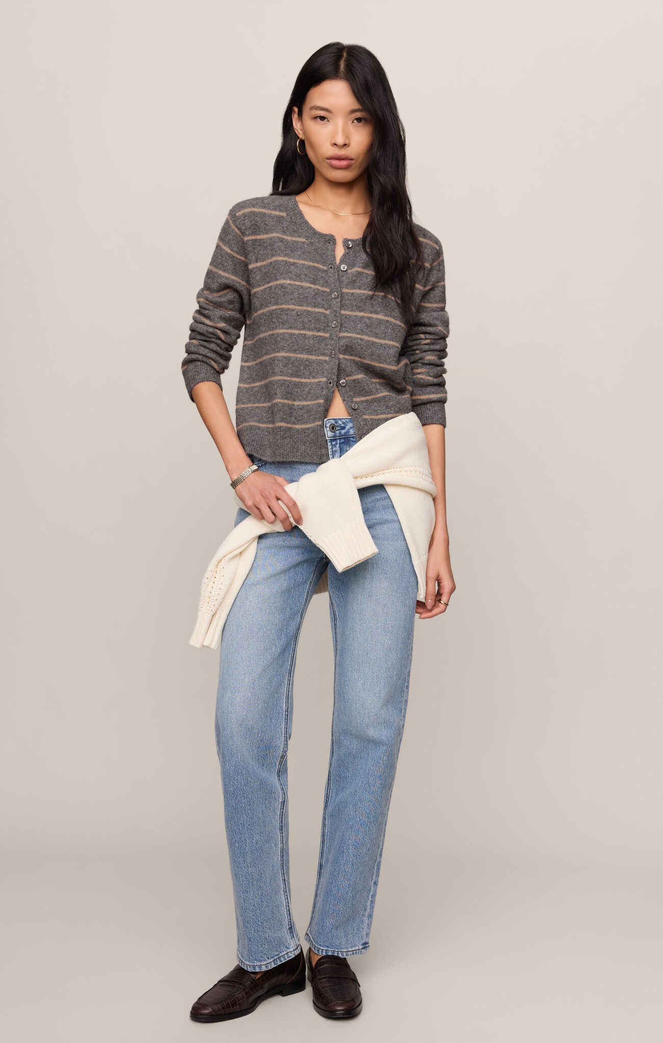 Z Supply - Medina Stripe Cardigan - Charcoal Heather