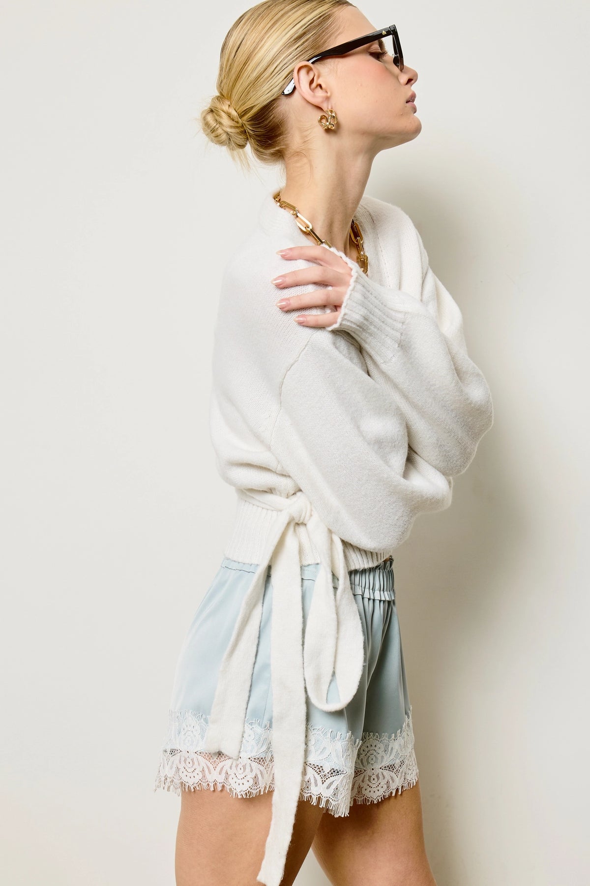 Wrap Tie Knit Sweater - Ivory