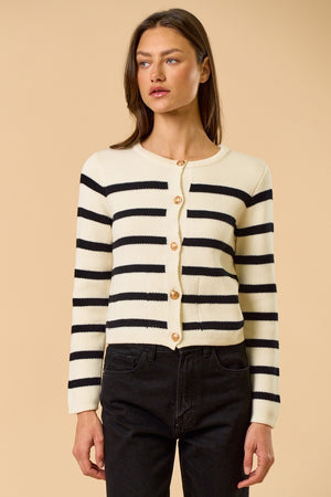 Striped Gold Button Cardigan