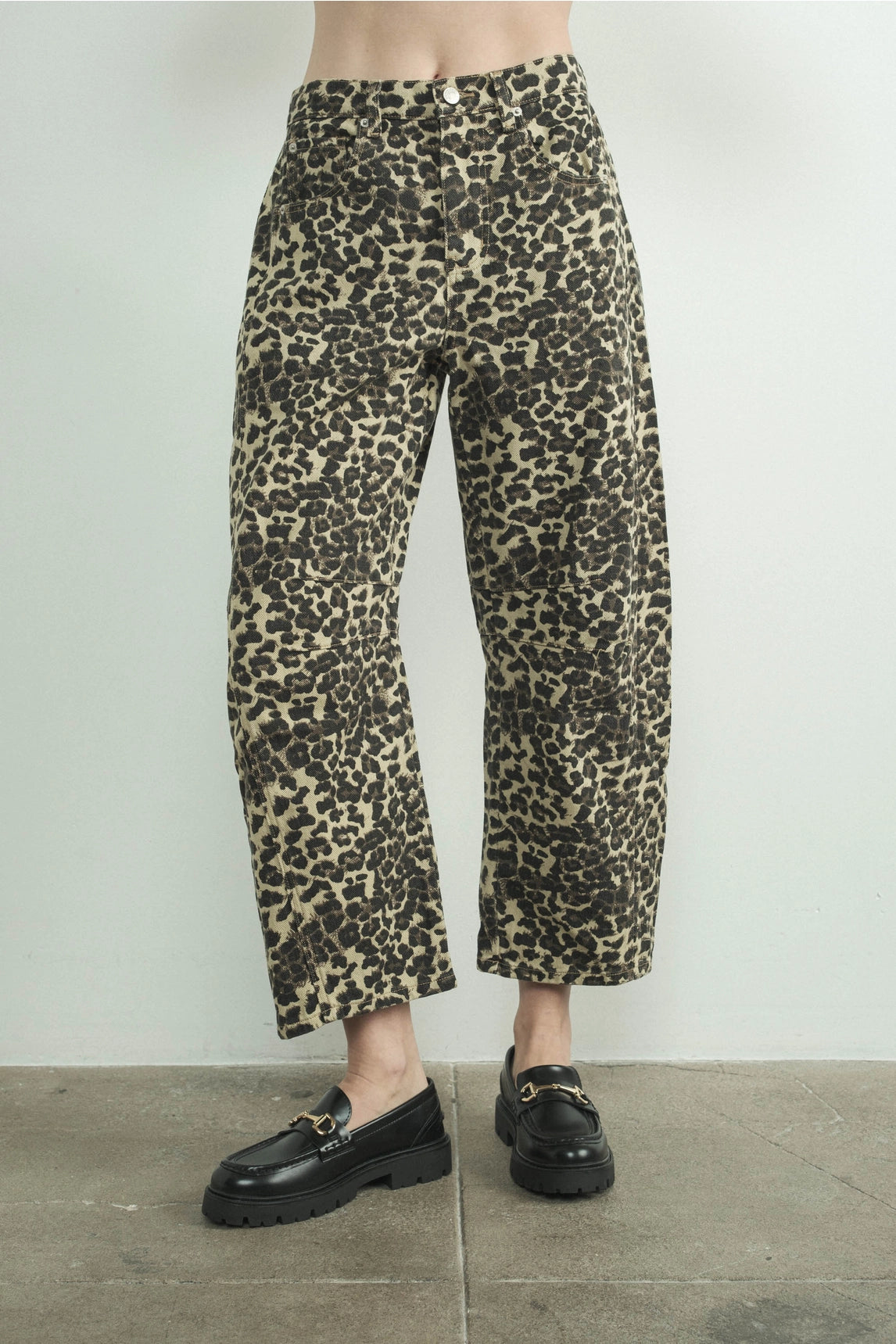 Leopard Print Denim Pants Maude