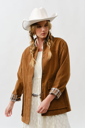 Suede Oversized Jacket - Camel