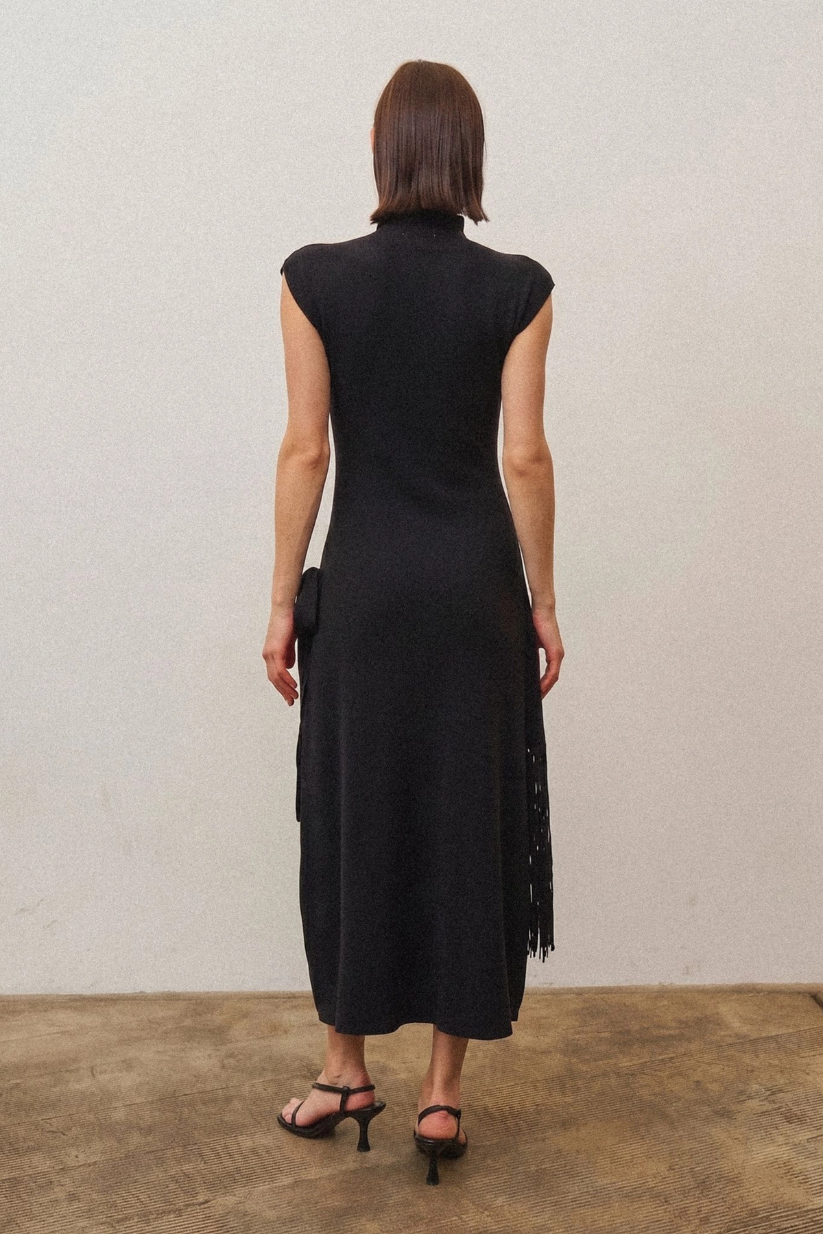 Fringe Wrap Midi Dress