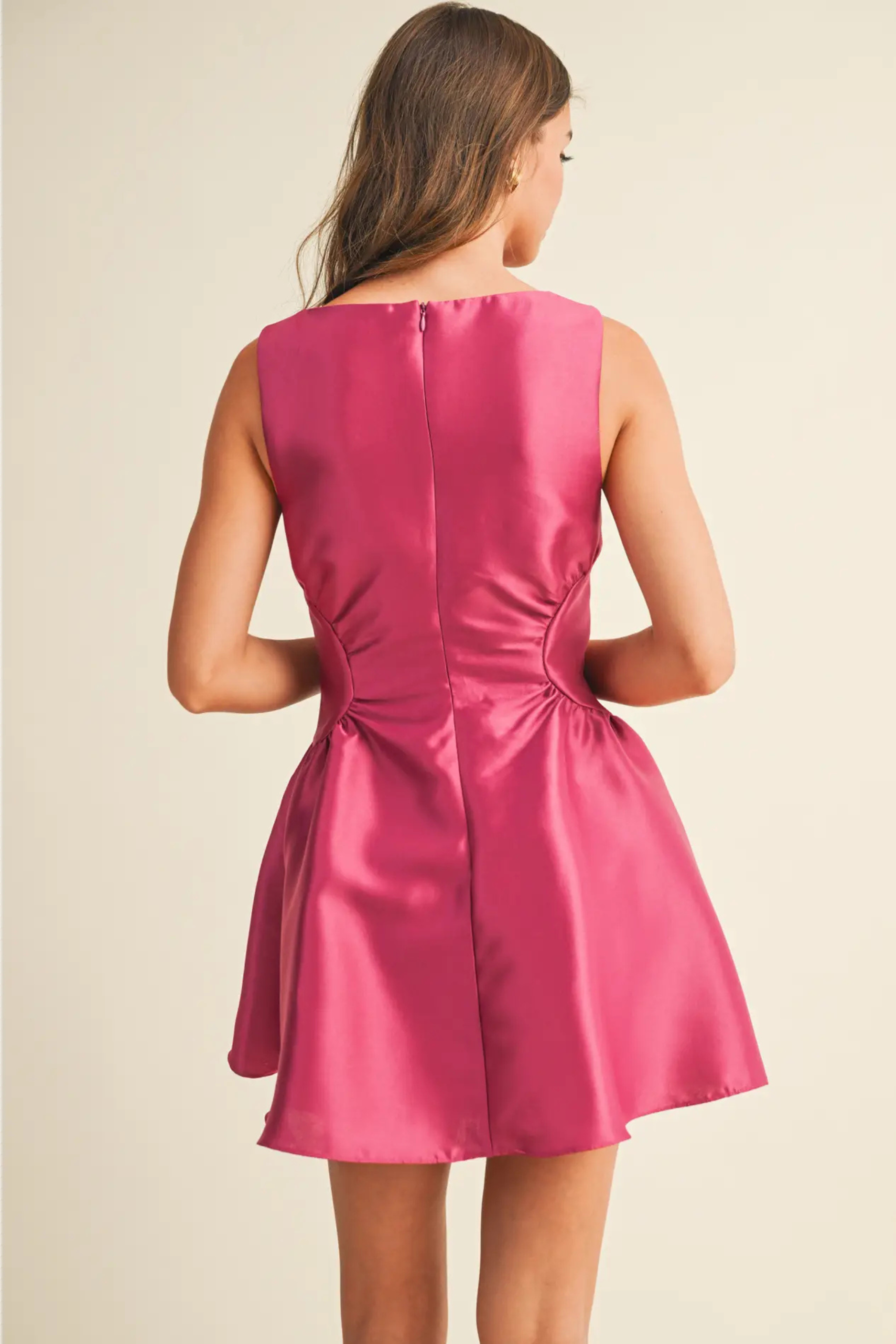 Fun and Flirty Flare Mini Dress - Rose